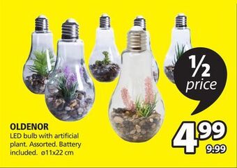 JYSK Oldenor led bulb with artificial plant offer