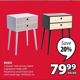 JYSK Reizo 2 drawer nightstand offer