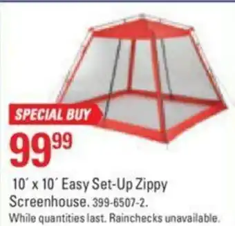 Canadian Tire 10' x 10' Easy Set-Up Zippy Screenhouse offer