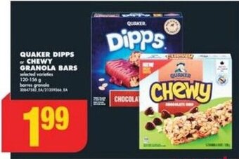 No Frills QUAKER DIPPS or CHEWY GRANOLA BARS 120 - 156 g offer