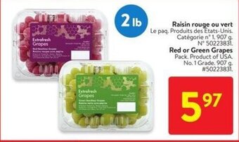 Walmart Red or Green Grapes. 907 g offer