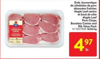 Walmart Maple Leaf Pork Chops Boneless Center and Rib Value Pack offer