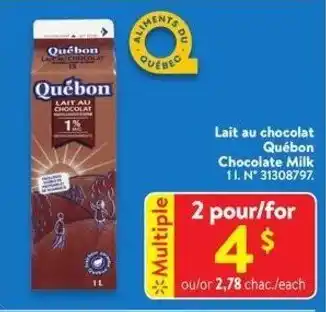 Walmart Québon Chocolate Milk 1 L offer