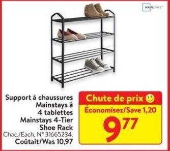 Walmart Mainstays 4-Tier Shoe Rack offer