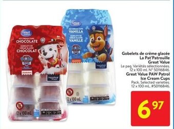 Walmart Great Value PAW Patrol Ice Cream Cups. 12 x 100 mL offer