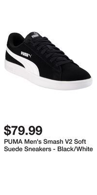 Mark's Puma men's smash v2 soft suede sneakers - black/white offer