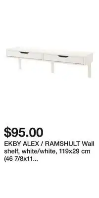 IKEA Ekby alex / ramshult wall shelf, white/white, 119x29 cm (46 7/8x11 3/8 ) offer