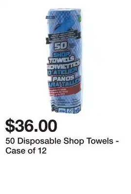 Dollarama 50 disposable shop towels - case of 12 offer