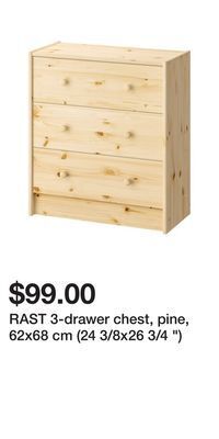 IKEA Rast 3-drawer chest, pine, 62x68 cm (24 3/8x26 3/4 ) offer