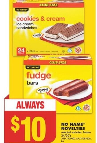 No Frills NO NAME NOVELTIES offer
