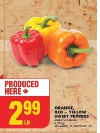 No Frills ORANGE, RED or YELLOW SWEET PEPPERS offer