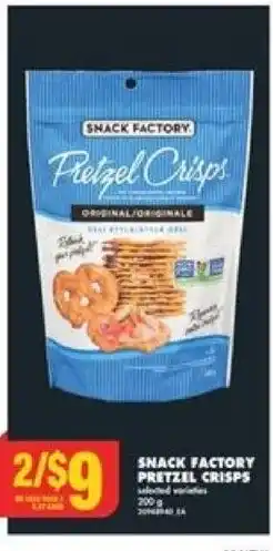 No Frills SNACK FACTORY PRETZEL CRISPS offer