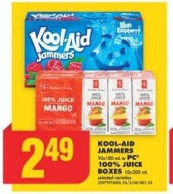No Frills KOOL-AID JAMMERS or PC 100% JUICE BOXES offer