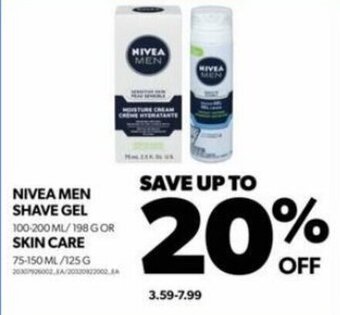 Real Canadian Superstore NIVEA MEN SHAVE GEL OR SKIN CARE offer