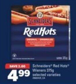 Real Canadian Superstore Schneiders Red Hots Wieners 375g offer