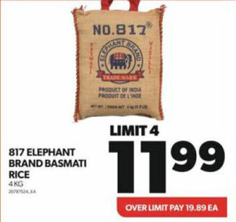 Real Canadian Superstore 817 ELEPHANT BRAND BASMATI RICE 4 KG offer