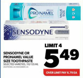 Real Canadian Superstore SENSODYNE OR PRONAMEL VALUE SIZE TOOTHPASTE offer