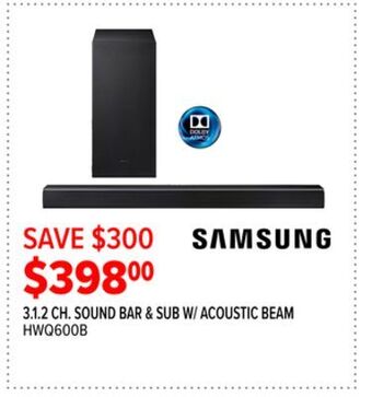 2001 Audio Video Samsung 3.1.2 ch. sound bar & sub w/ acoustic beam offer