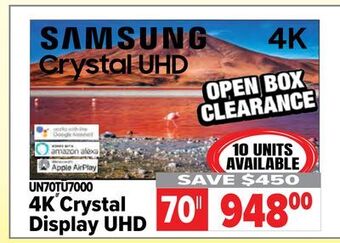 2001 Audio Video Samsung 70 4k crystal display uhd offer