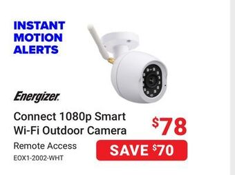 Visions Electronics Energizer connect 1080p smart wi-fi outdoor camera offer