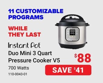 Visions Electronics Instant pot duo mini 3 quart pressure cooker v5 offer