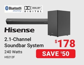 Visions Electronics Hisense 2.1-channel soundbar system offer