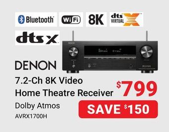 Visions Electronics Denon 7.2-ch 8k video home theatre receiver offer