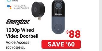 Visions Electronics Energizer 1080p wired video doorbell offer