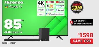 Visions Electronics Hisense a68h 85 smart tv offer