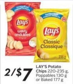 Sobeys LAY'S Potato Chips 220-235 g. Poppables 130 g or Baked 177 g offer