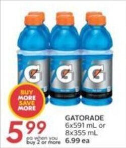 Sobeys GATORADE 6 x 591 mL or 8 x 355 mL offer