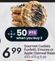 Sobeys Gourmet Cookies Funfetti, S'mores or Apple Oatmeal Raisin 410-475 g 6 pk offer