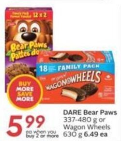 Sobeys DARE Bear Paws 337-480 g or Wagon Wheels 630 g offer