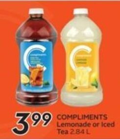 Sobeys COMPLIMENTS Lemonade or Iced Tea 2.84 L offer