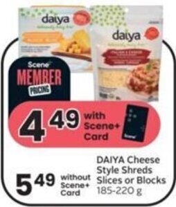 Sobeys DAIYA Cheese Style Shreds Slices or Blocks 185 - 220 g offer