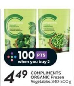 Sobeys COMPLIMENTS ORGANIC Frozen Vegetables 340 - 500 g offer