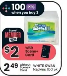 Sobeys WHITE SWAN Napkins100 PTS 100 pk offer