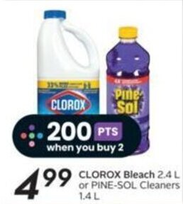 Sobeys CLOROX Bleach 2.4 L or PINE-SOL Cleaners 1.4 L offer