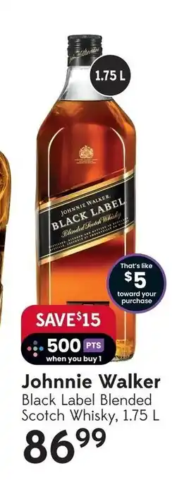 Sobeys Johnnie Walker Black Label Blended Scotch Whisky, 1.75 L offer