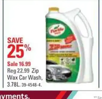 Canadian Tire Zip Wax Car Wash offer