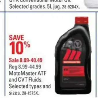 Canadian Tire Motomaster ATF And CVT Fluids offer