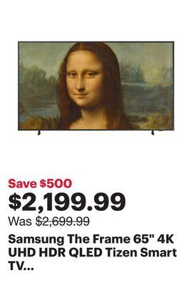 Best Buy Samsung the frame 65 4k uhd hdr qled tizen smart tv (qn65ls03bafxzc) - 2022 - charcoal black offer
