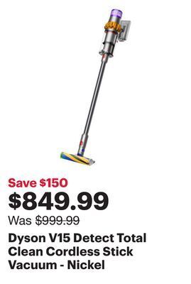 Best Buy Dyson v15 detect total clean cordless stick vacuum - nickel offer
