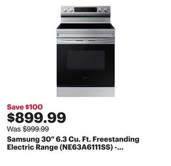 Best Buy Samsung 30 6.3 cu. ft. freestanding electric range (ne63a6111ss) - stainless steel offer
