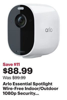 Best Buy Arlo essential spotlight wire-free indoor/outdoor 1080p security camera - white offer