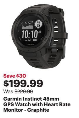 Best Buy Garmin instinct 45mm gps watch with heart rate monitor - graphite offer