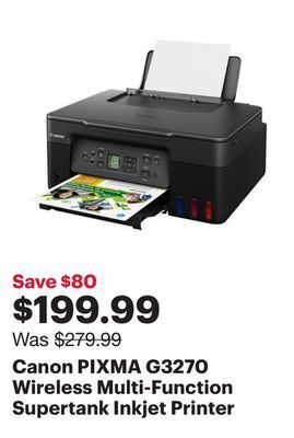 Best Buy Canon pixma g3270 wireless multi-function supertank inkjet printer offer