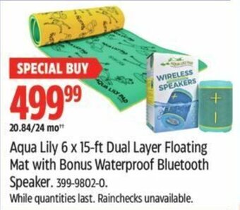 Canadian Tire Aqua Lily 6 x 15-ft Dual Layer Floating Mat with Bonus Waterproof Bluetooth Speaker. offer