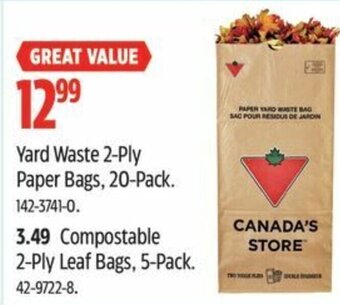 Canadian Tire Yard Waste 2-Ply Paper Bags, 20-Pack. offer