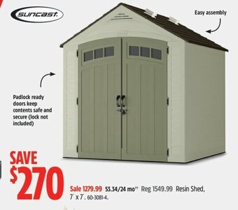 Canadian Tire Resin Shed, 7' x 7'. offer